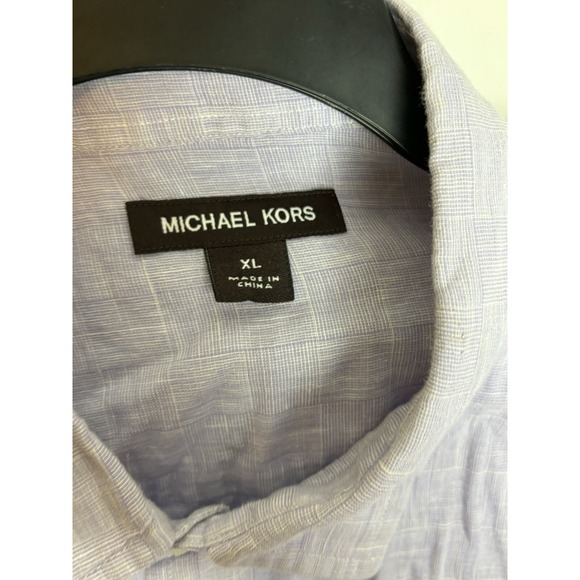 Men's MICHAEL KORS Purple Linen Blend Size XL Button Front Shirt - Picture 4 of 8